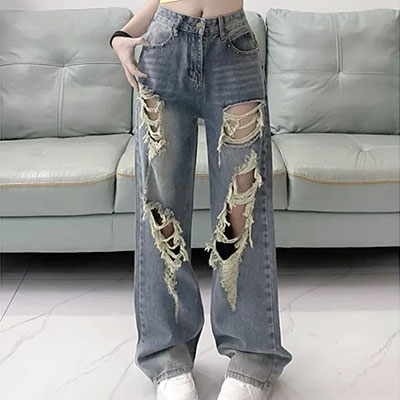 DAMAGE DENIM PANTS