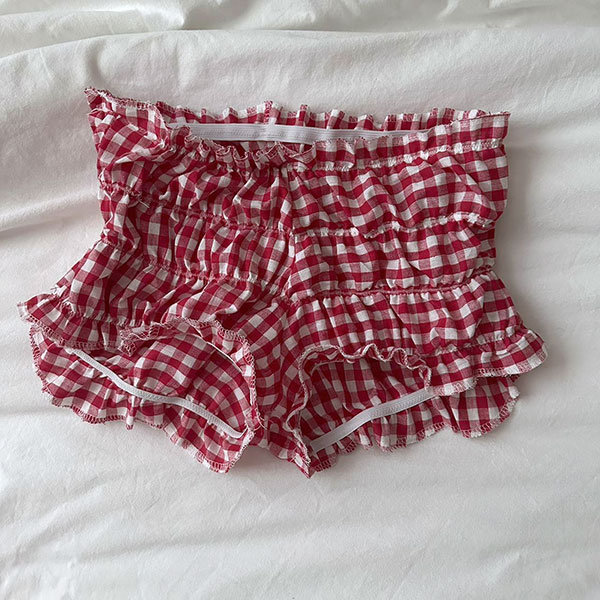 CHECK FRILL SHORTS