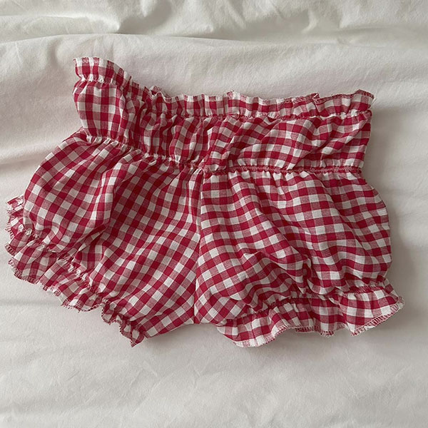 CHECK FRILL SHORTS