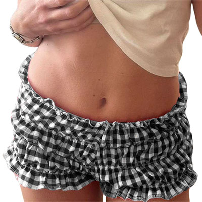 CHECK FRILL SHORTS
