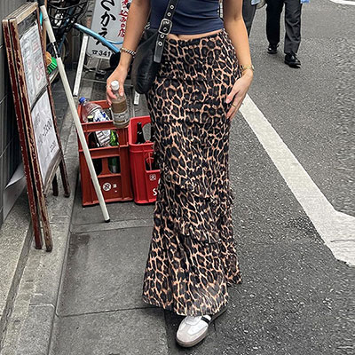 SHEER LEOPARD SKIRT