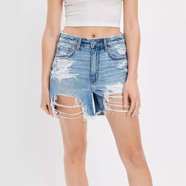 DAMAGE DENIM SHORTS