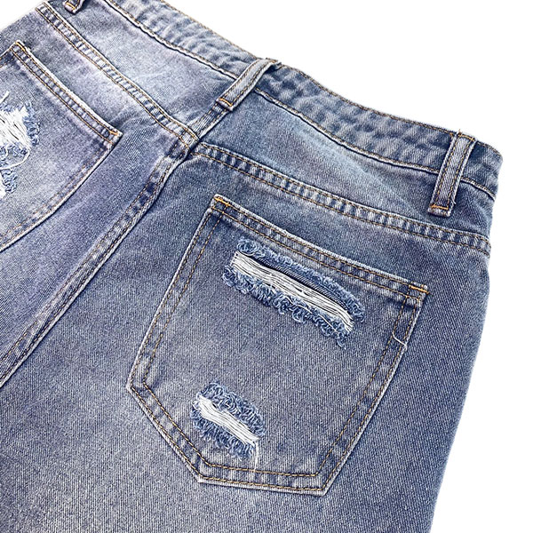 DAMAGE DENIM SHORTS