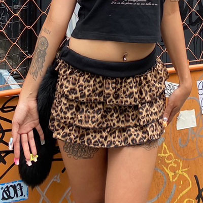 LEOPARD FRILL SKIRT