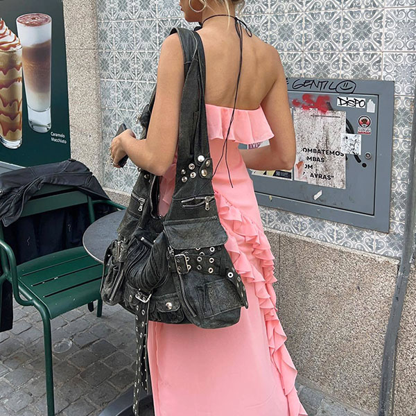 EYELET BELT SHOULDER BAG