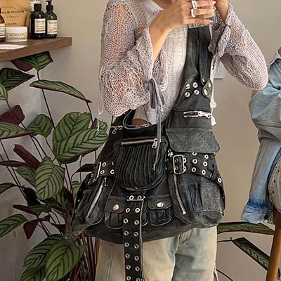 EYELET BELT SHOULDER BAG