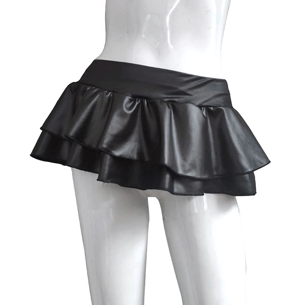 ECO LEATHER FRILL MINI SKIRT