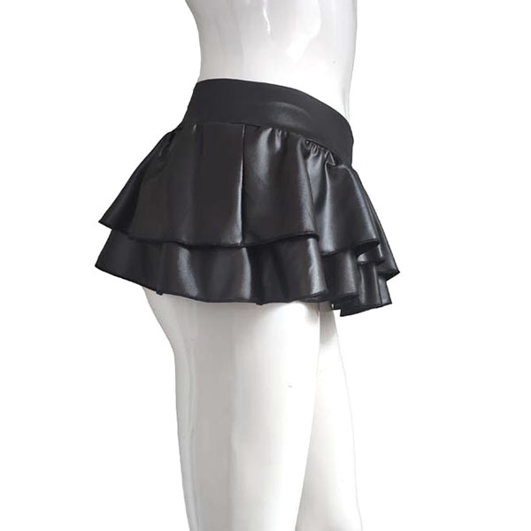ECO LEATHER FRILL MINI SKIRT