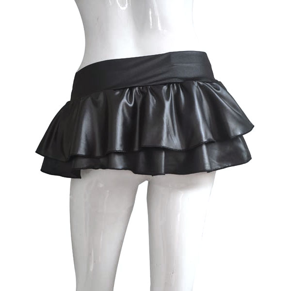 ECO LEATHER FRILL MINI SKIRT