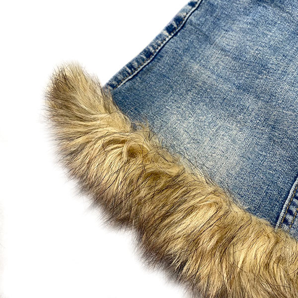 TRIM FUR DENIM SKIRT
