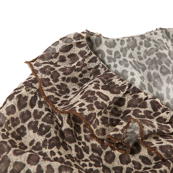 LEOPARD FRILL SHEER SHIRT