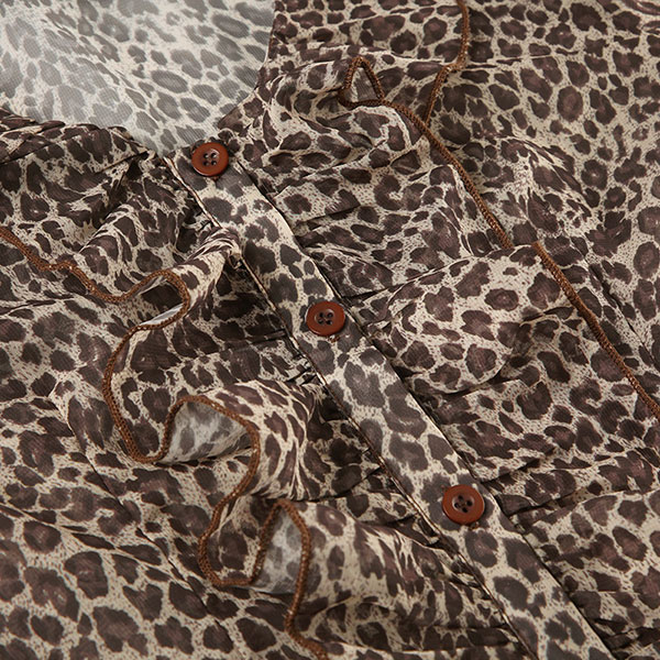 LEOPARD FRILL SHEER SHIRT