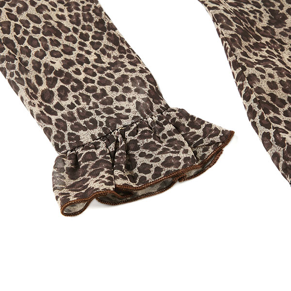 LEOPARD FRILL SHEER SHIRT
