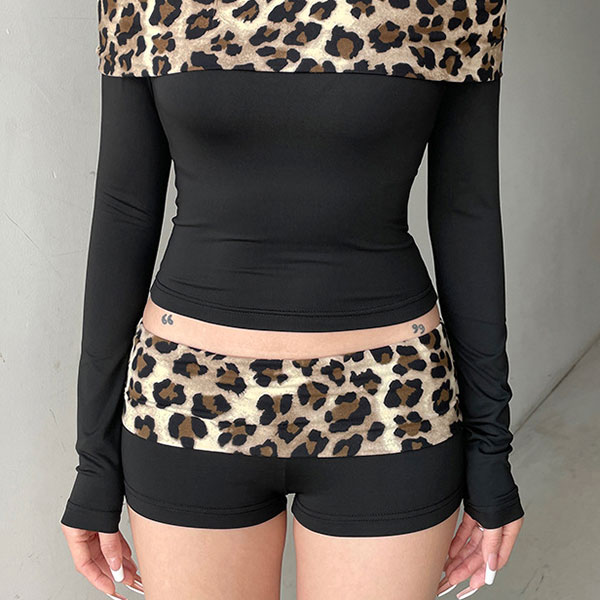 TRIM LEOPARD SHORTS