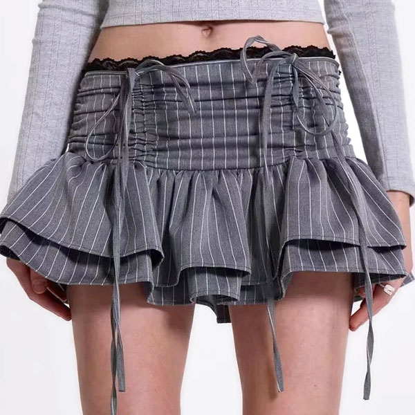 STRIPE FRILL SKIRT