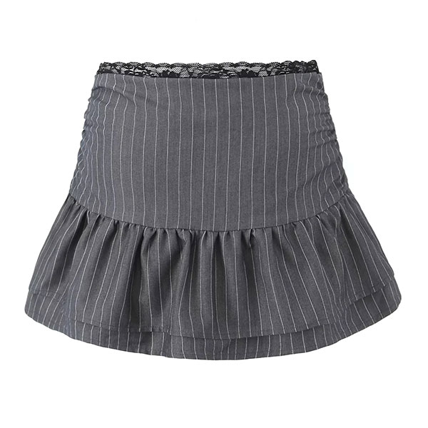 STRIPE FRILL SKIRT