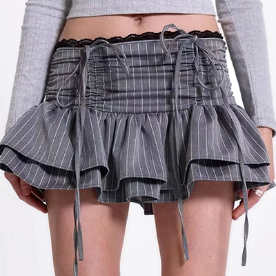 STRIPE FRILL SKIRT