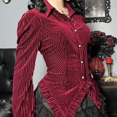 PLEATS FRILL SHIRT
