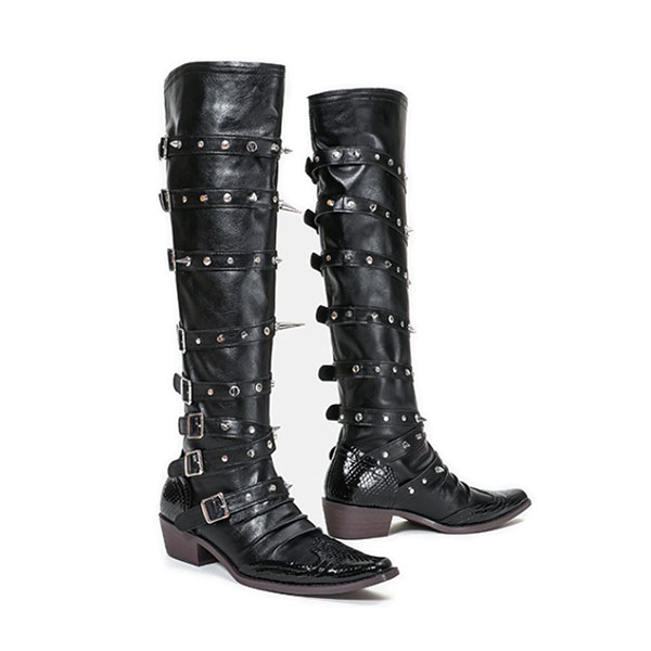 RIVET BELT WESTERN BOOTS