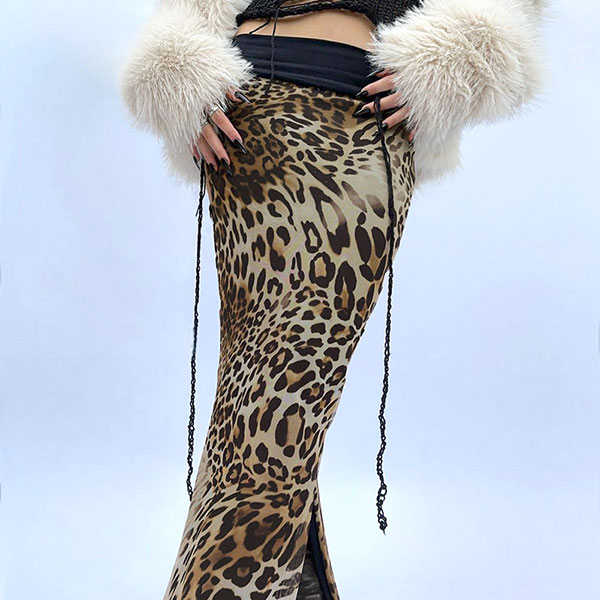 LEOPARD SHEER SKIRT