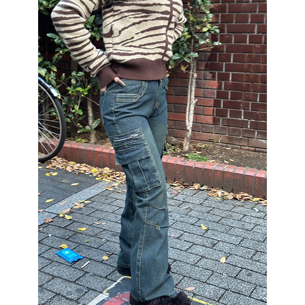 DENIM CARGO PANTS
