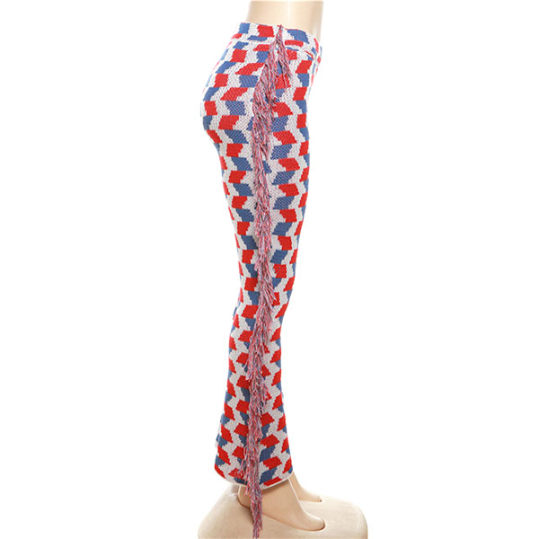 GEOMETRIC FRINGE KNIT PANTS