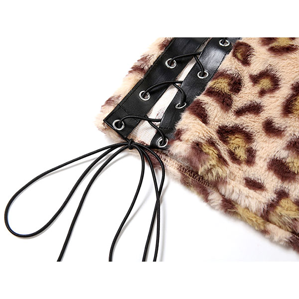LEOPARD FUR LACE UP SKIRT