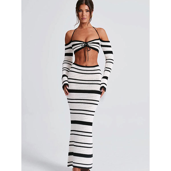 BORDER KNIT TWO PIECE