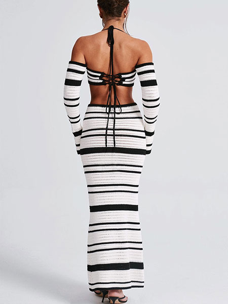 BORDER KNIT TWO PIECE