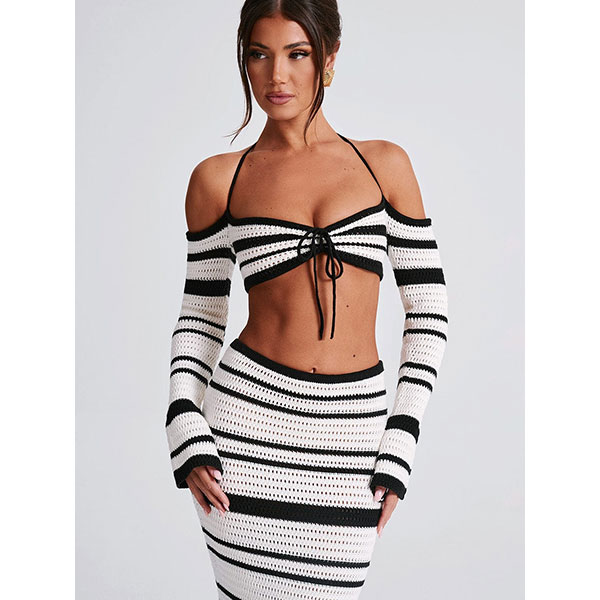 BORDER KNIT TWO PIECE