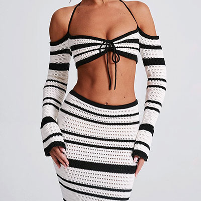 BORDER KNIT TWO PIECE