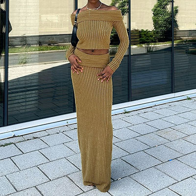 OFF SHOULDER KNIT TWO PIECE