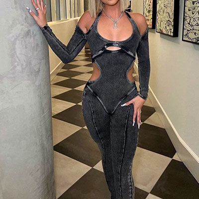 PIGMENT RIB HOLLOW JUMP SUIT