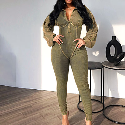 PIGMENT RIB JUMP SUIT