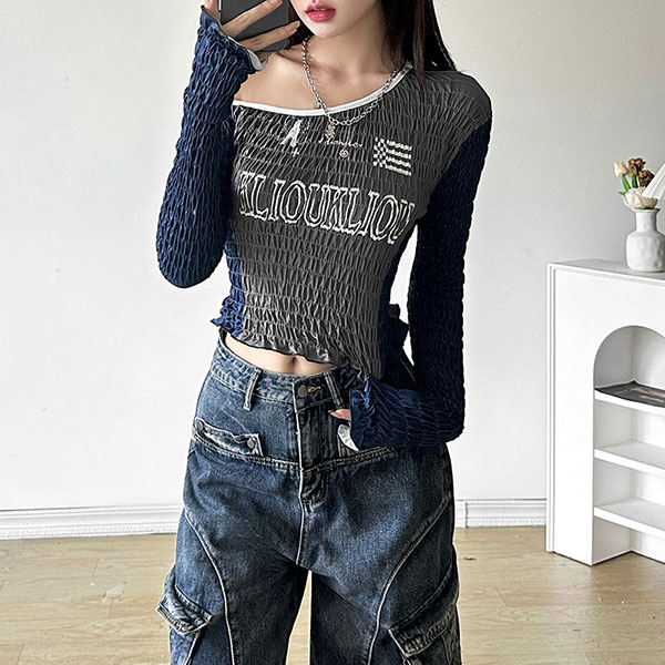 SPORTS SHIRRING TOPS