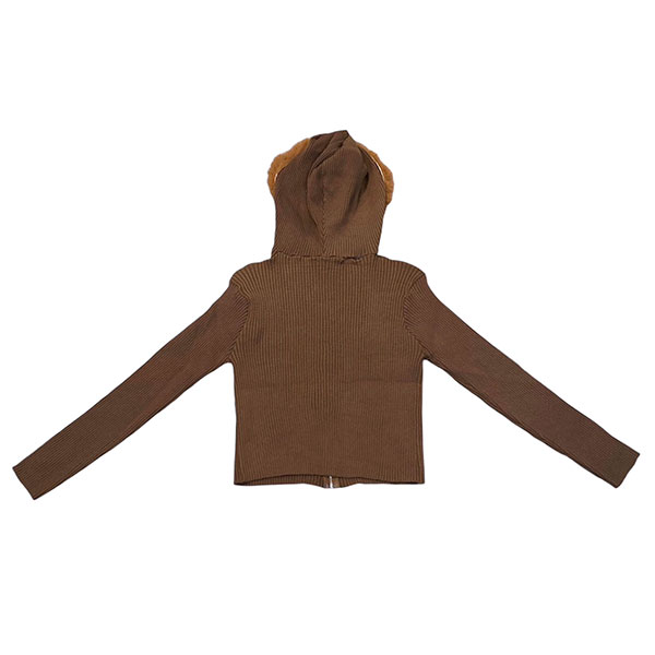 TRIM FUR KNIT ZIP HOODIE