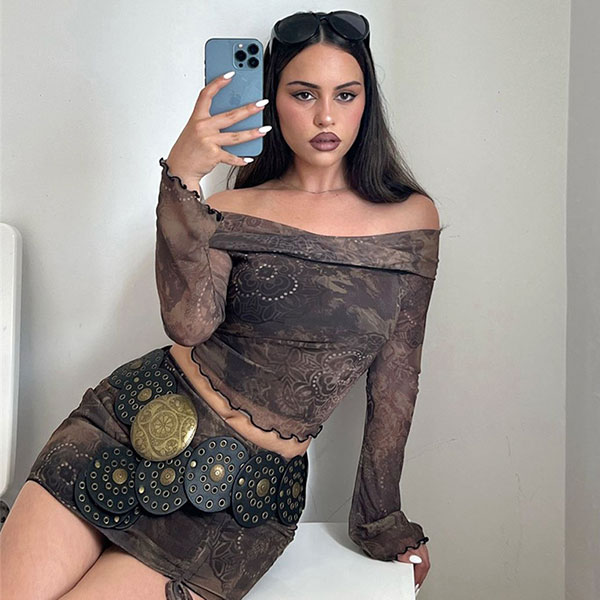 ALL OVER OFF SHOULDER TWO PIECE