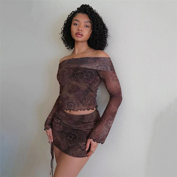 ALL OVER OFF SHOULDER TWO PIECE