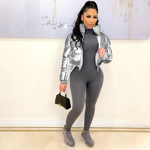 METALLIC CROPPED PUFF JACKET