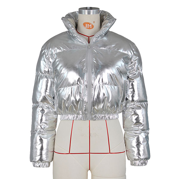 METALLIC CROPPED PUFF JACKET