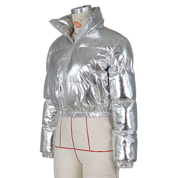 METALLIC CROPPED PUFF JACKET