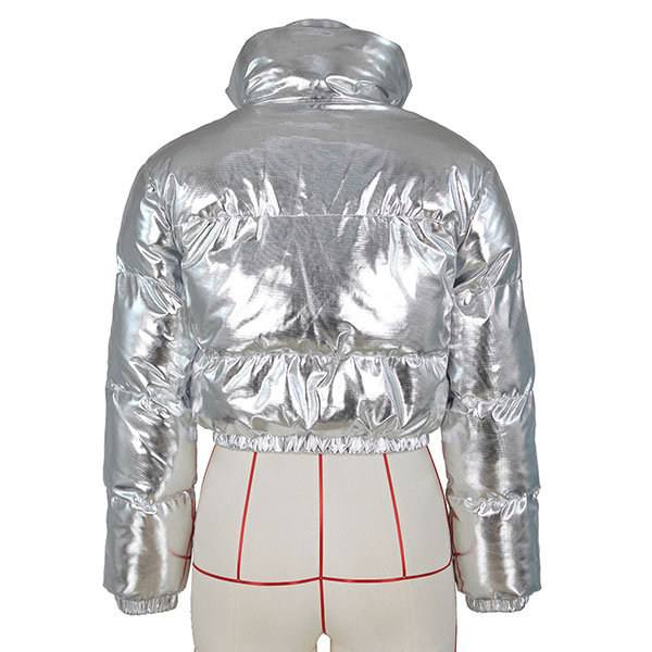 METALLIC CROPPED PUFF JACKET