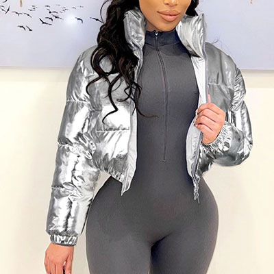 METALLIC CROPPED PUFF JACKET
