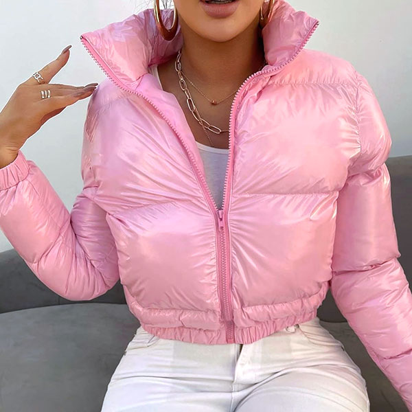 ENAMEL CROPPED PUFF JACKET