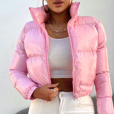ENAMEL CROPPED PUFF JACKET