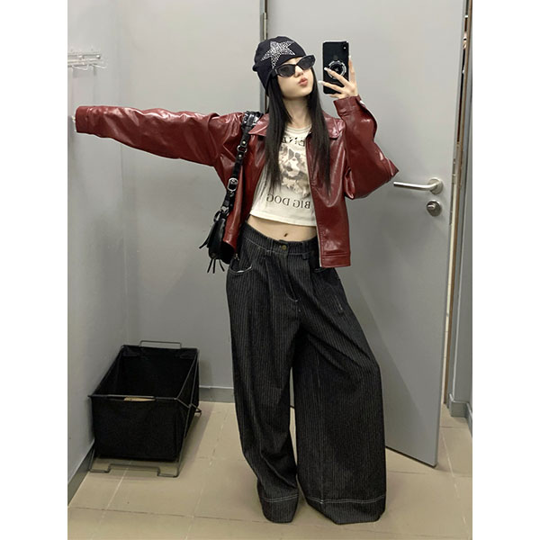 STRIPE WIDE DENIM PANTS