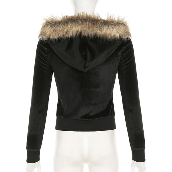 TRIM FUR VELOR ZIP HOODIE