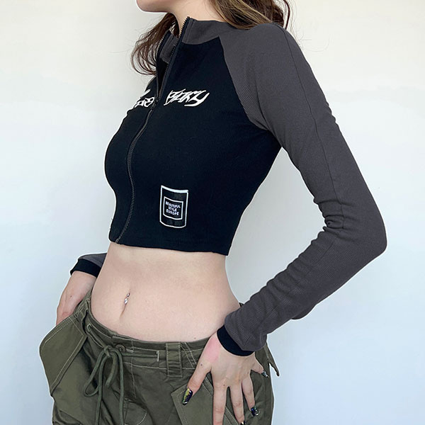 CROPPED SPORTS ZIP JERSEY