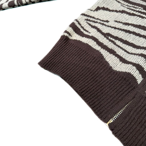 ZEBRA TRIM FUR KNIT HOODIE