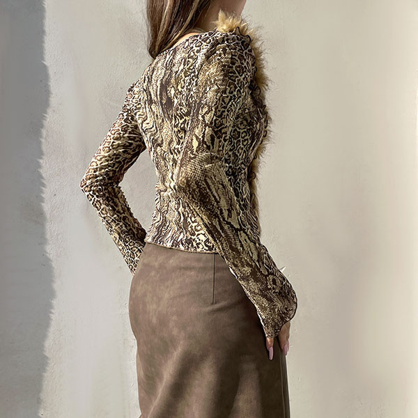 TRIM FUR LEOPARD CARDIGAN
